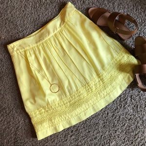 Ann Taylor LOFT yellow eyelet skirt, size 2